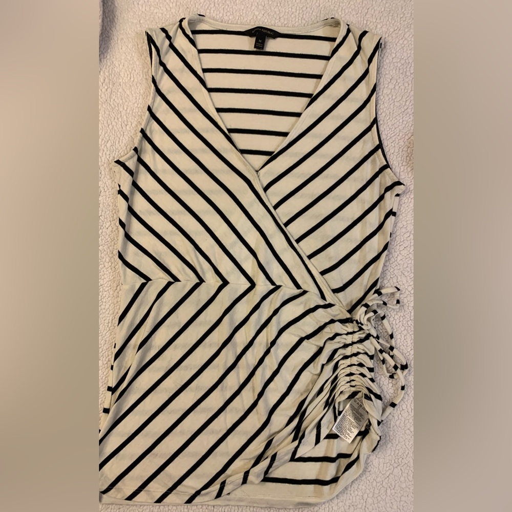 Striped Sleeveless Wrap Top